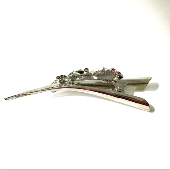 Updo Alligator Hair Clip Red Flower 5” - Picture 3 of 3